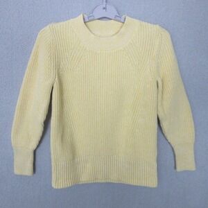 GAP Womens Sweater M Petite Yellow Crew Neck Long Sleeve Knit Pullover
